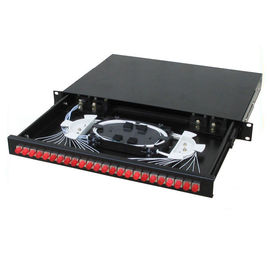 Slidable rack-mount ODF Fiber Optic terminal box 24 fibers SC adapter face plate black steel sheet