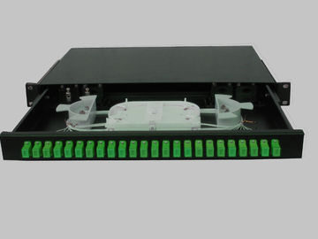 Slidable rack-mount ODF Fiber Optic terminal box 24 fibers SC adapter face plate black steel sheet